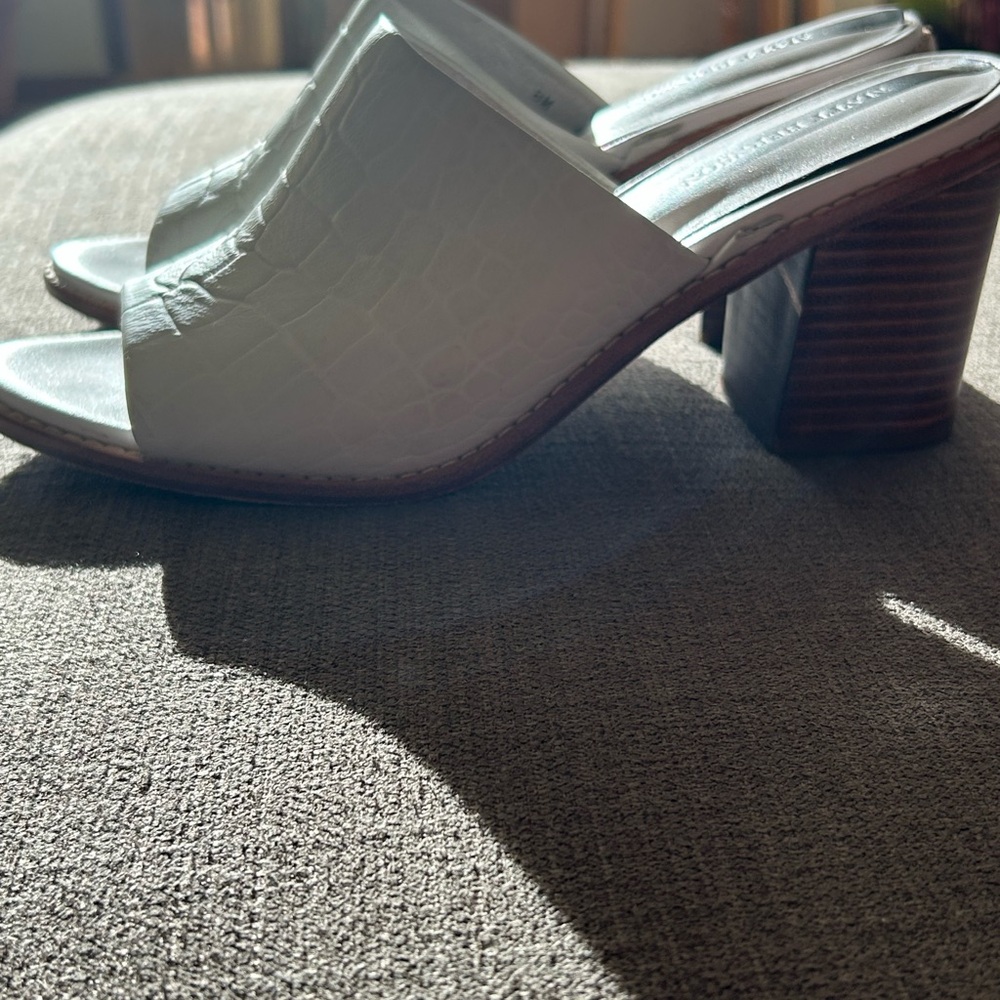 Women's White Block Heel Sandals